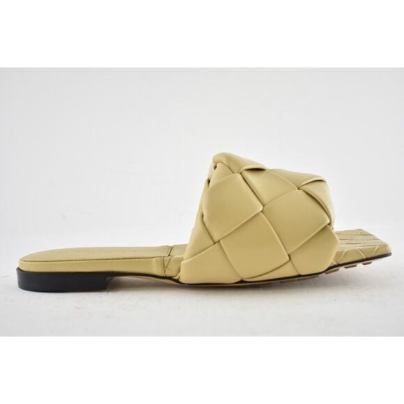 Bottega Veneta Lido Flat Slides Cane Sugar Beige Intrecciato Leather Sandal 37 - Picture 2 of 12